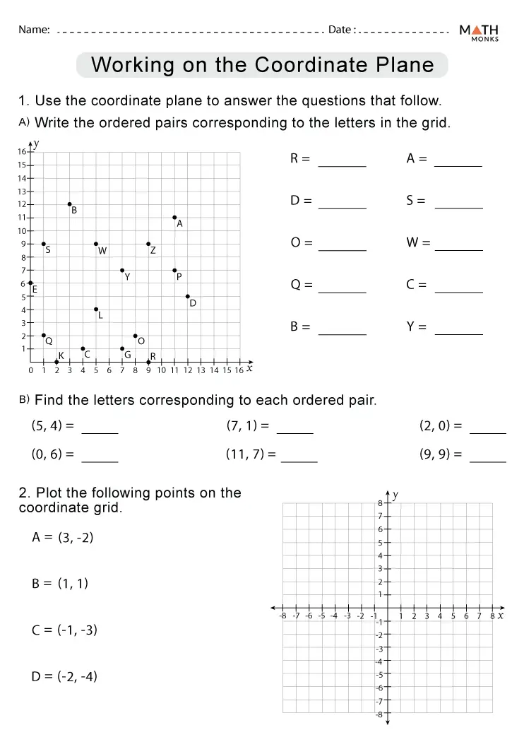 Coordinate Plane Problems worksheet for Earth and Space Science education Worksheet featuring Zoo to You: Coordinate Plane Problems for sixth graders