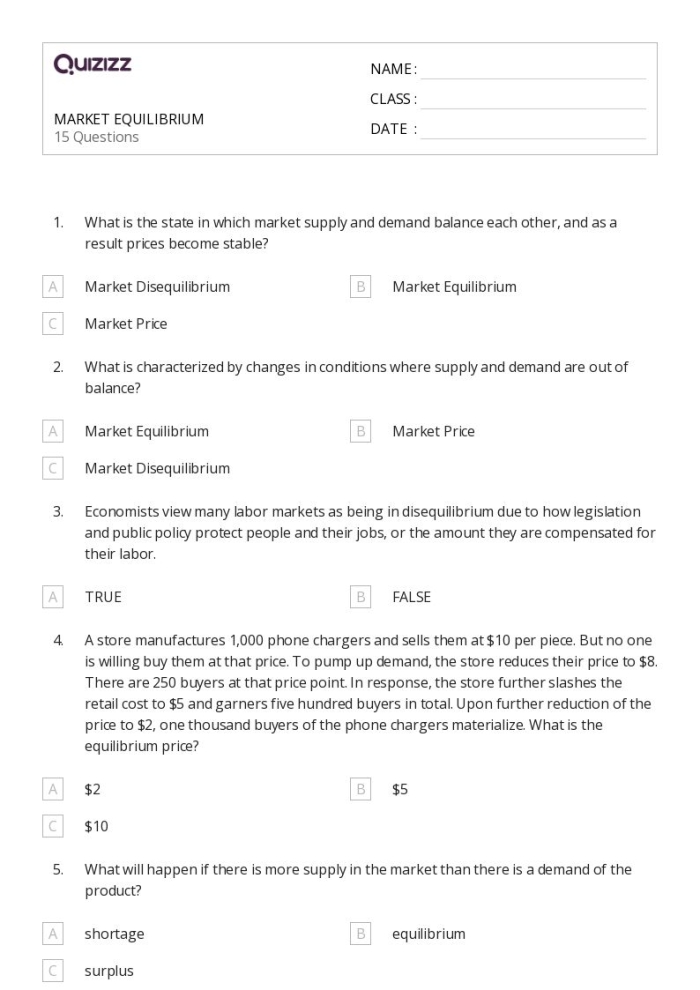 Engaging worksheet illustrating how businesses adjust prices in response to supply and demand Shortage, Surplus, and Prices worksheet for sixth graders exploring economic concepts