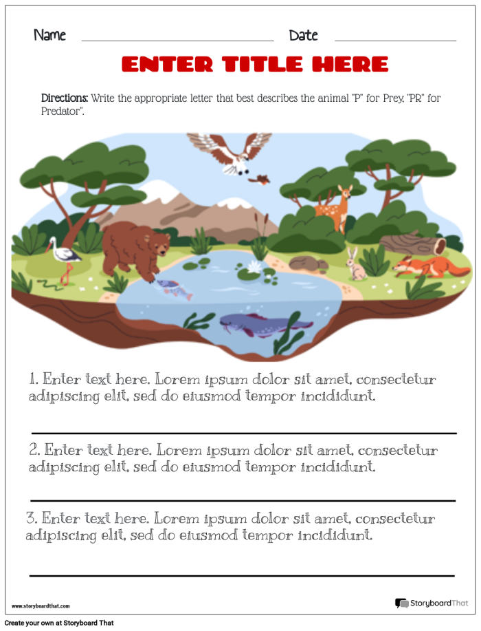 Sixth grade student worksheet for researching and modeling a chosen ecosystem
