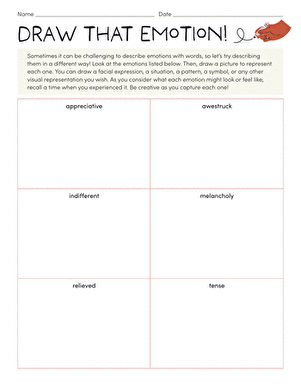 Sixth grade students drawing various facial expressions on their SEL Art Prompt worksheet