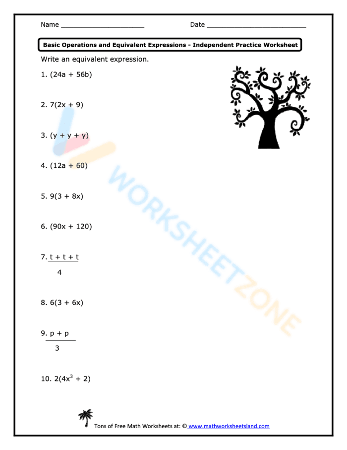 Students engaged in matching equivalent expressions on a worksheet