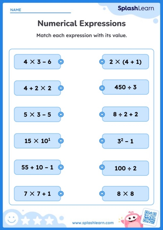 Sixth grade math worksheet for practicing order of operations with exponents 11
