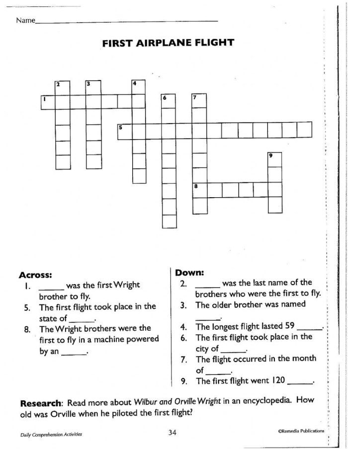 Sixth grade student worksheet showing reading comprehension passage about a boy experiencing his first hang gliding flight with comprehension questions