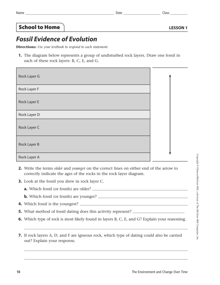 Evolution and the Fossil Record Worksheet Number 23 Sixth grade science worksheet focused on evolution and the fossil record analysis