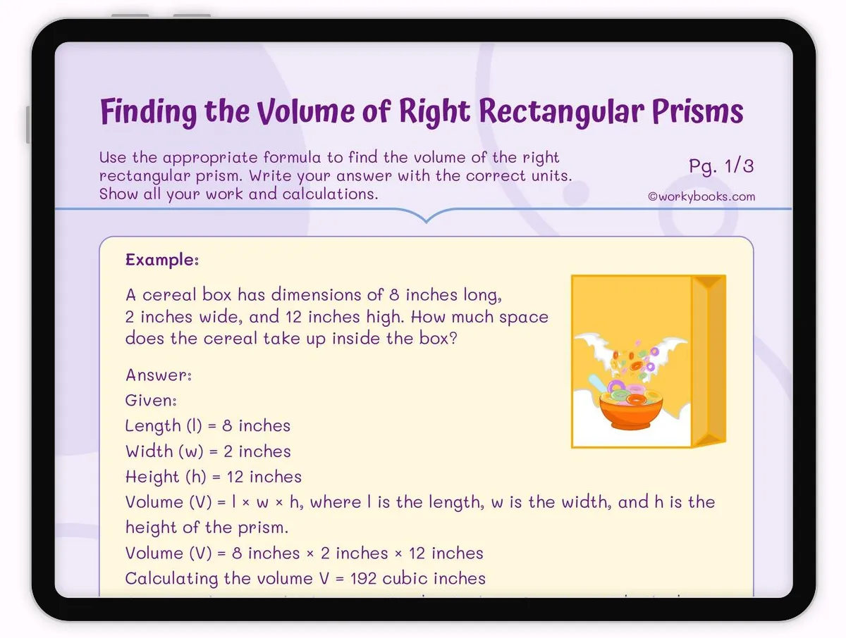 Sixth grade math worksheet for calculating the volume of rectangular prisms and cubes involving fractional measurements