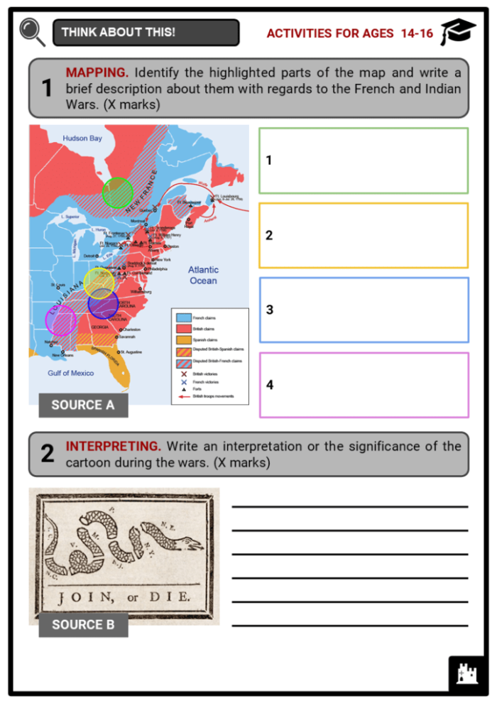 French and Indian War: Causes and Outcomes Worksheet for Grade 6 Worksheet exploring the causes and outcomes of the French and Indian War for sixth graders
