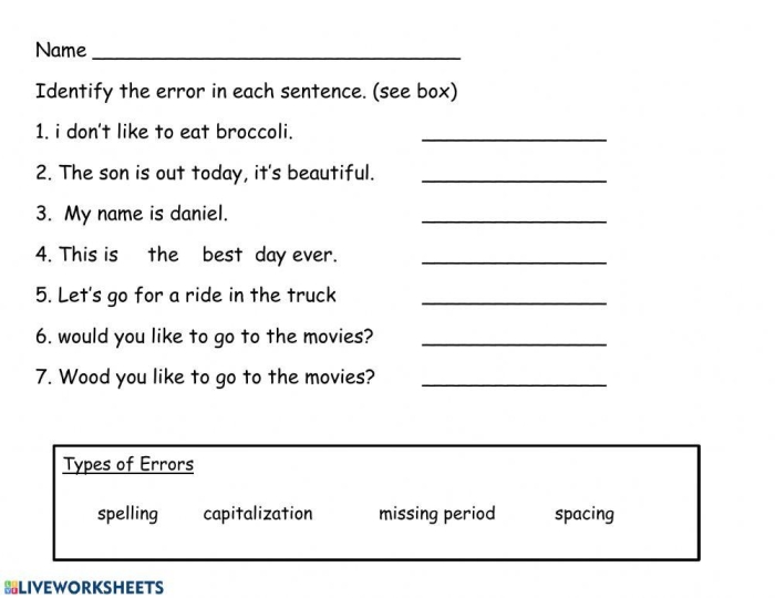 Fix It! Editing Practice worksheet for sixth graders focusing on grammar skills