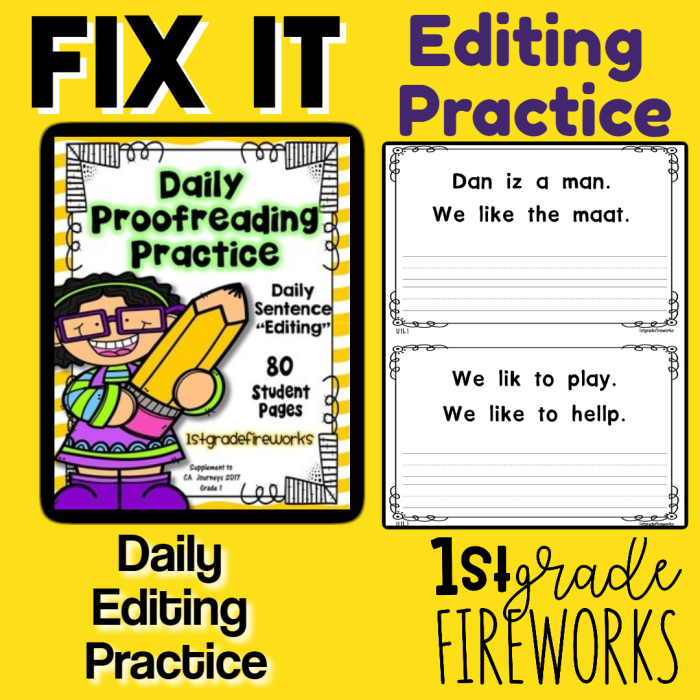 Fix It! Editing Practice worksheet for sixth graders focusing on grammar skills