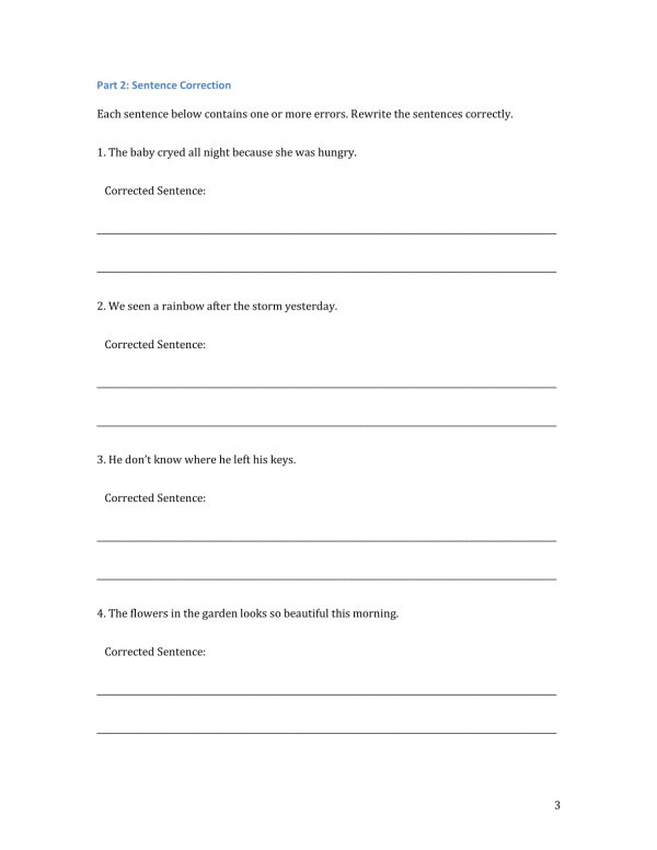 Fix It! Editing Practice worksheet designed for sixth graders to improve their grammar skills