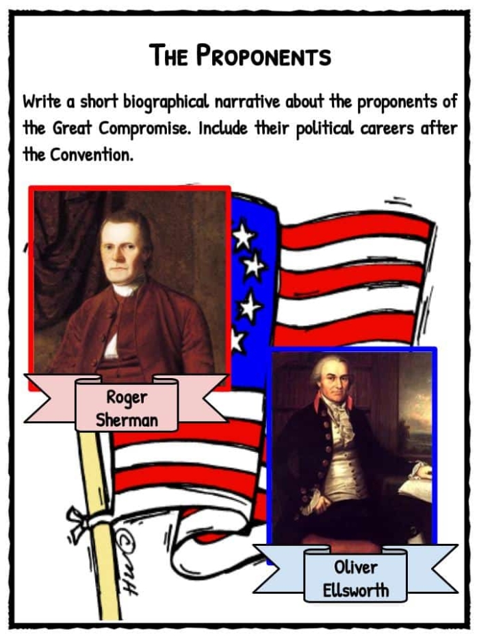 Educational resource for sixth graders exploring the Constitutional Convention Worksheet for students about the Great Compromise at the 1787 Constitutional Convention