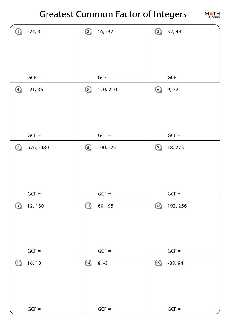 Greatest Common Factor Practice Worksheet 19 for Sixth Grade Earth and Space Science Sixth grade students practicing finding the greatest common factor on a math worksheet about space