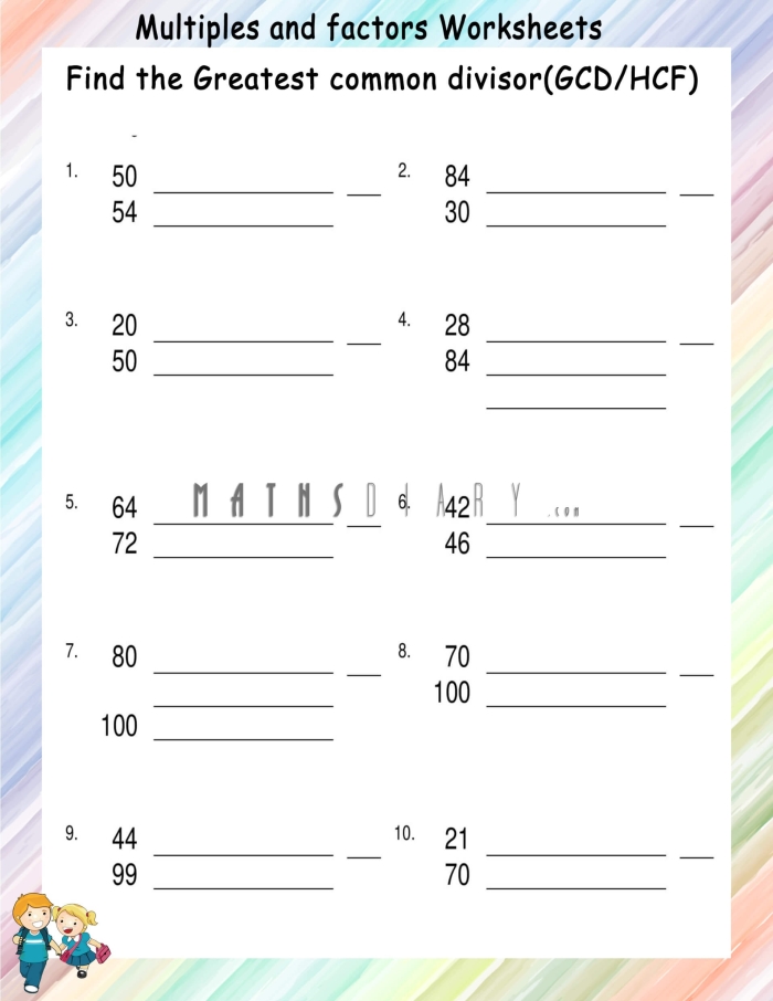 GCF Master Practice Worksheet for 6th Grade Earth and Space Science Lesson 20 Sixth grade students practicing finding the greatest common factor on this math worksheet number 20