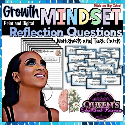 Growth Mindset Reflection Prompt Worksheet for Sixth Grade Students 13 Sixth grade student filling out a growth mindset reflection prompt worksheet to develop social emotional skills
