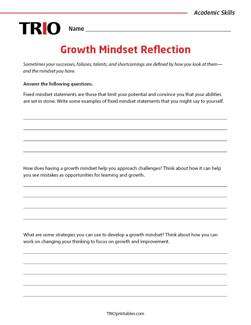 Growth Mindset Reflection Worksheet for Sixth Grade Reading Activity 4 Sixth grade student filling out a growth mindset reflection prompt worksheet to build social emotional skills