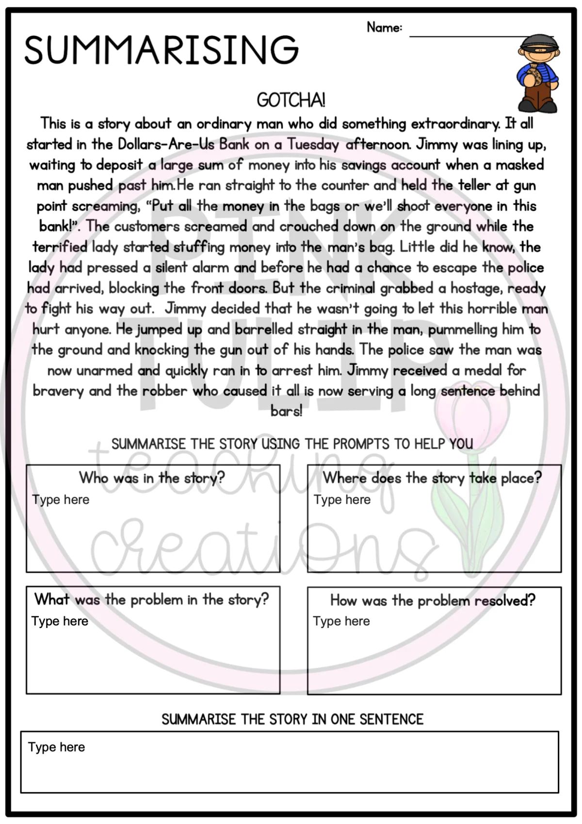 Graphic organizer worksheet designed for summarizing informational texts in sixth grade fractions