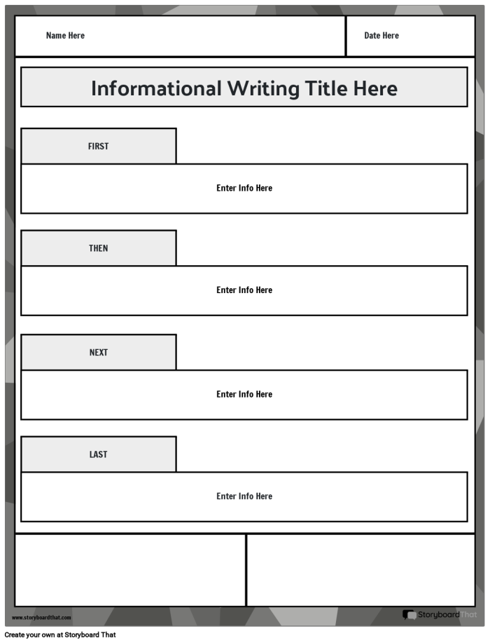 Graphic organizer for sixth-grade informational writing planning worksheet