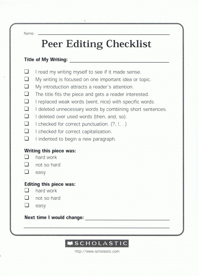 Guided review sheet for improving student writing in the Time and Money category Revision checklist for sixth-grade informational writing worksheet to enhance editing skills