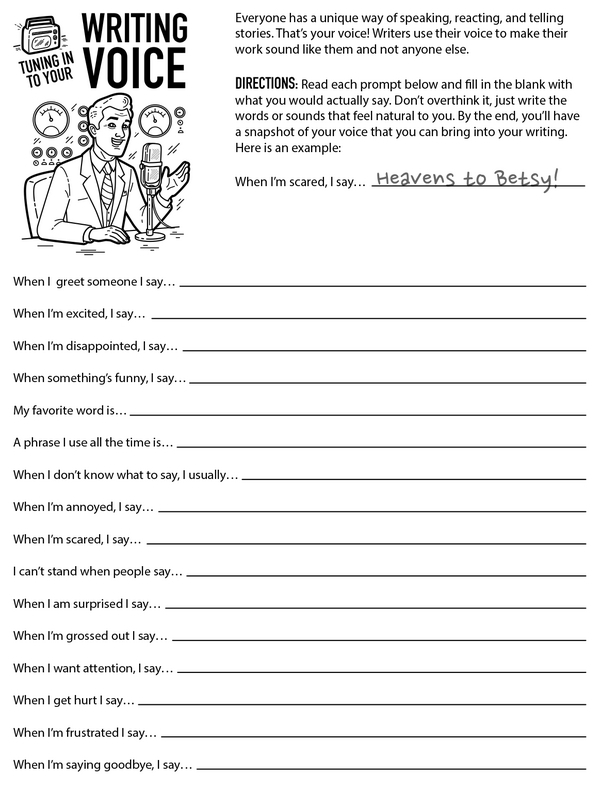 Worksheet image focused on developing an authentic voice in informational writing for young authors Crafting Voice in Informational Writing worksheet for sixth graders to enhance their writing skills
