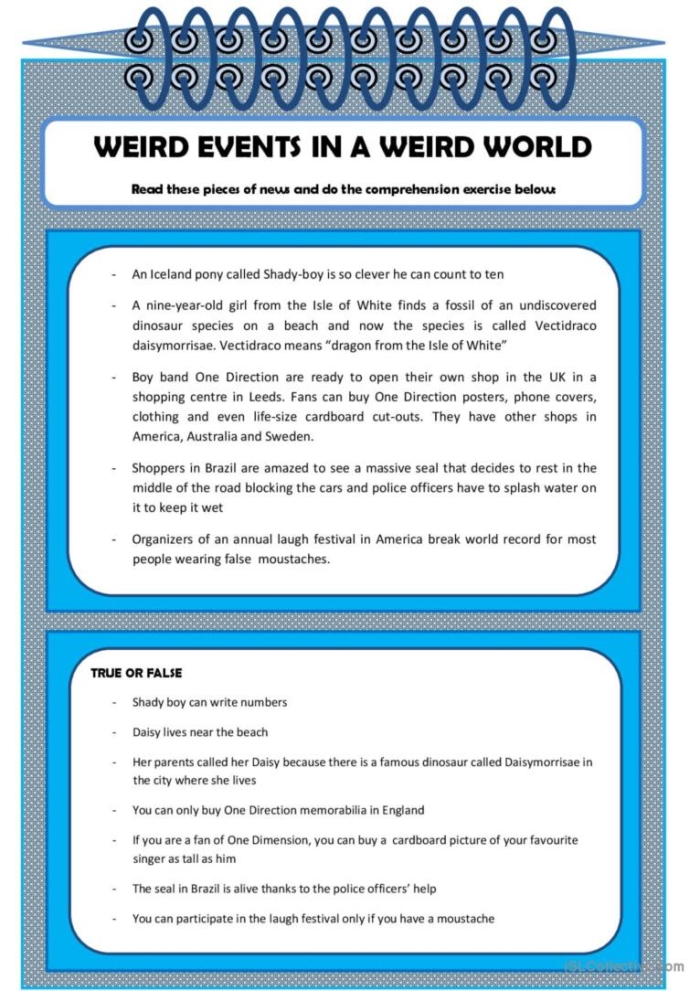 Worksheet featuring unique lightning types for reading comprehension in sixth grade