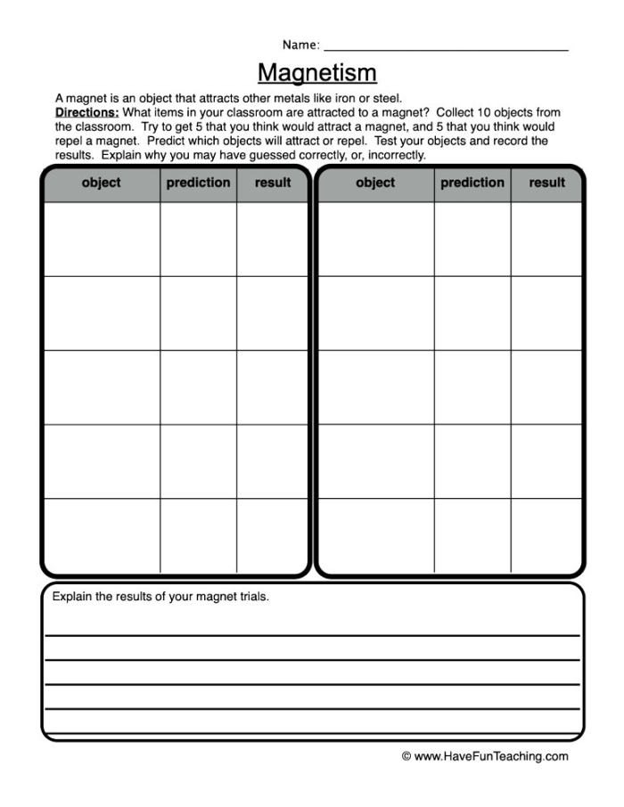 A sixth grade student calculating the strength of magnetic fields using ratios and proportions on a two-page worksheet