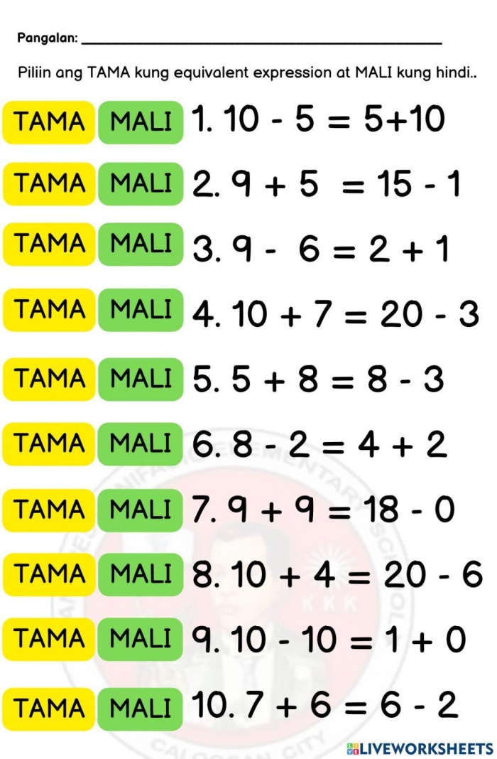 Worksheet featuring a matching activity for equivalent expressions in a time and money context. Engaging sixth-grade matching activity for practicing equivalent expressions.