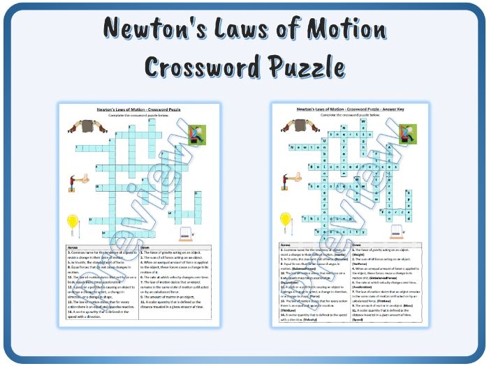 Sixth grade science worksheet featuring a matching activity for Newton's First Law of Motion