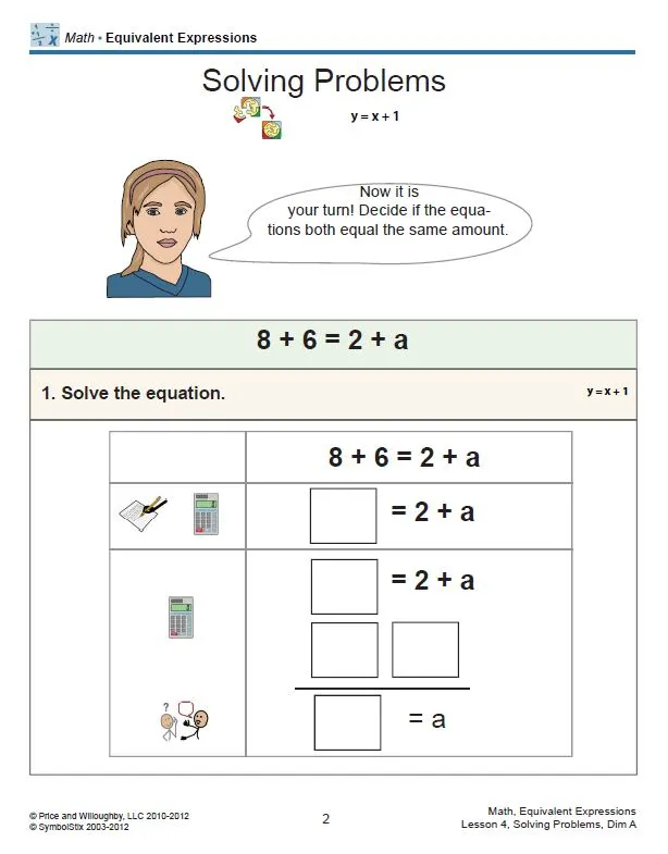 Sixth grade math worksheet showing matching equivalent expressions problems for students