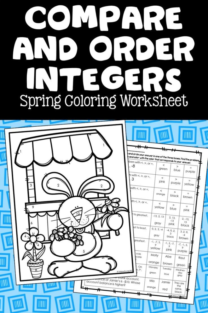 Compare and Order Integers Part 1 Sixth Grade Number Theory Worksheet 11 Sixth grade math worksheet for practicing comparing and ordering positive and negative integers part 1