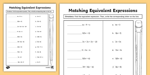 Sixth grade students cutting and matching equivalent expressions in a hands-on math worksheet activity