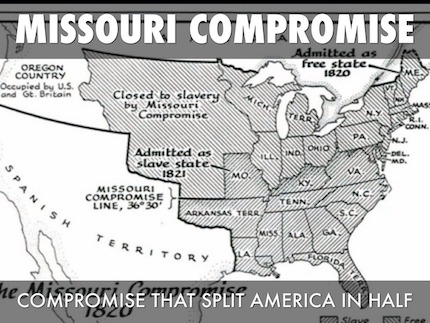 Students analyzing a map depicting the boundaries and exceptions of the Missouri Compromise