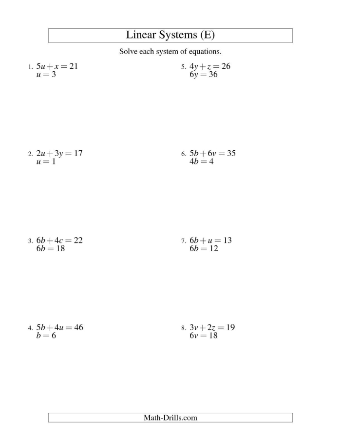 Worksheet featuring one-step multiplication and division equations for sixth graders