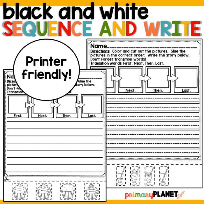 Worksheet for practicing transition words in narrative writing for sixth graders