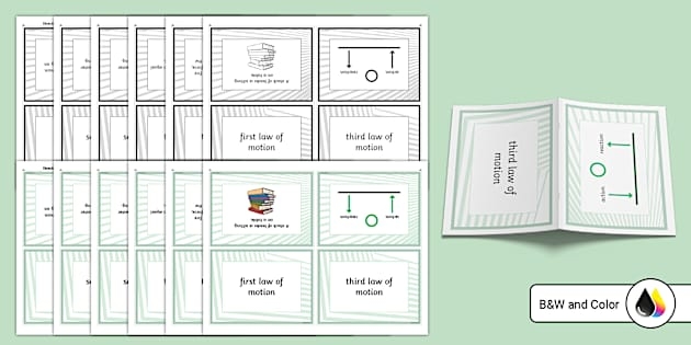 Worksheet activity for sixth graders on Newton's First Law of Motion featuring matching exercises