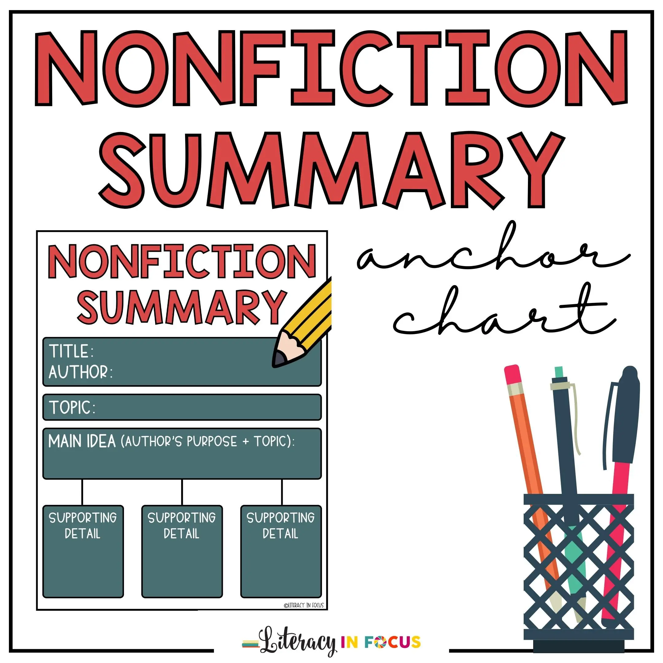Graphic organizer worksheet for summarizing key ideas in nonfiction texts for sixth graders