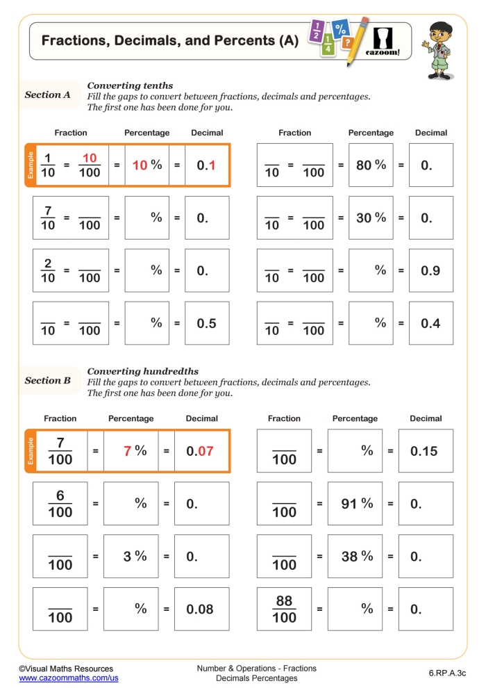 Sixth grade math worksheet focused on calculating the total amount when given a percentage and a part