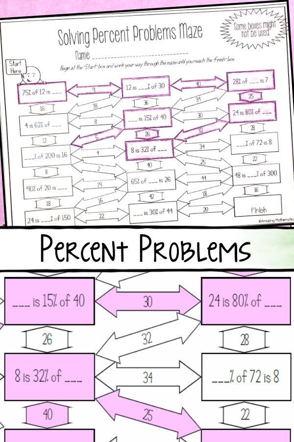 A sixth-grade student navigating a maze while calculating percentages on a worksheet