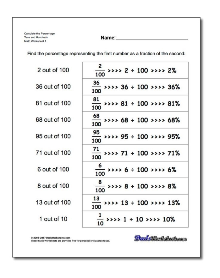 Sixth grade math worksheet showing percentage calculation problems for additional practice