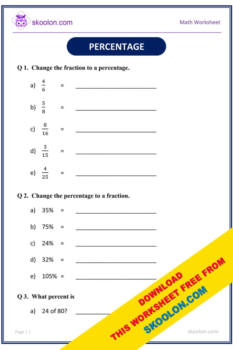 Sixth grade math worksheet for calculating percentages part 2 with practice problems