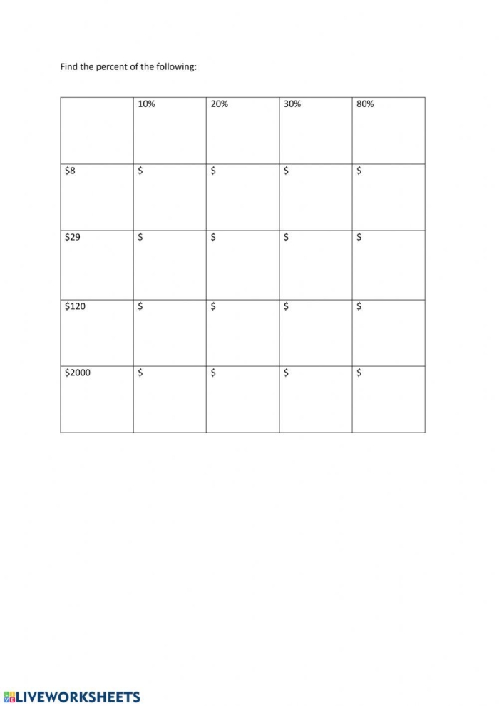 Sixth grade students solving percentage calculation problems on a math practice worksheet