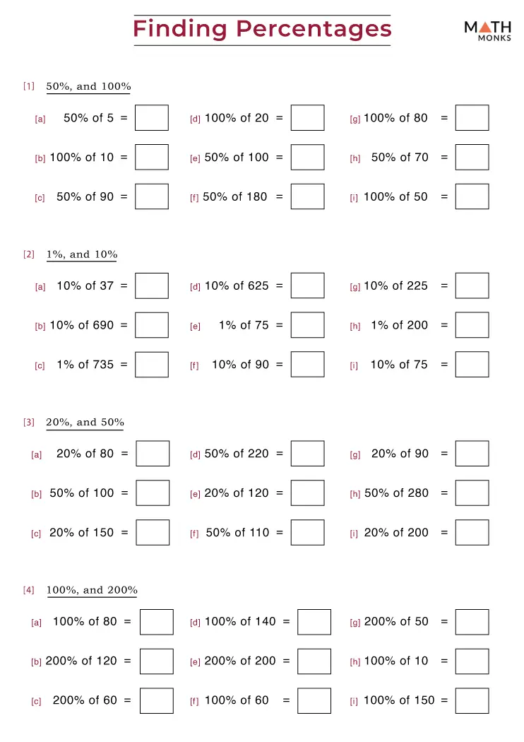 Students working on a math worksheet for calculating percentages in sixth grade
