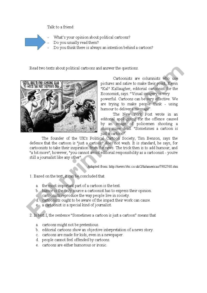 How to Read a Political Cartoon worksheet for educational use A worksheet designed to help sixth graders analyze political cartoons effectively