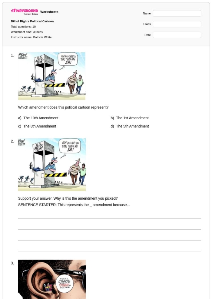 Worksheet image for Jackson’s Presidency: Analyzing a Political Cartoon Students analyzing a political cartoon about Andrew Jackson's banking controversy