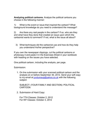 Framework guide for understanding political cartoons in the classroom Political cartoon analysis worksheet designed for sixth graders