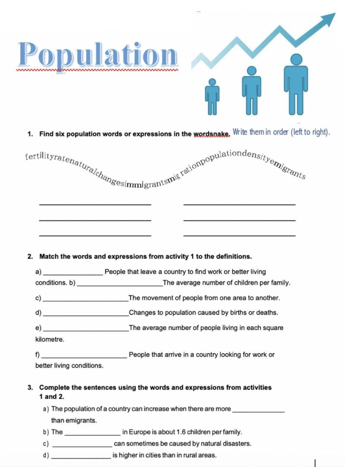 Population Growth Factors algebra worksheet 17 for sixth grade math students Sixth grade algebra worksheet showing fox and rabbit population trends in a forest ecosystem