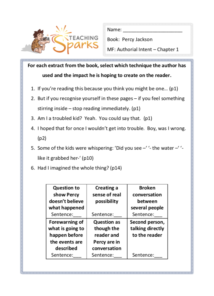 Pre-Reading Activity Worksheet for The Lightning Thief: Enhance Background Knowledge Worksheet for a pre-reading activity on The Lightning Thief by Rick Riordan for sixth graders
