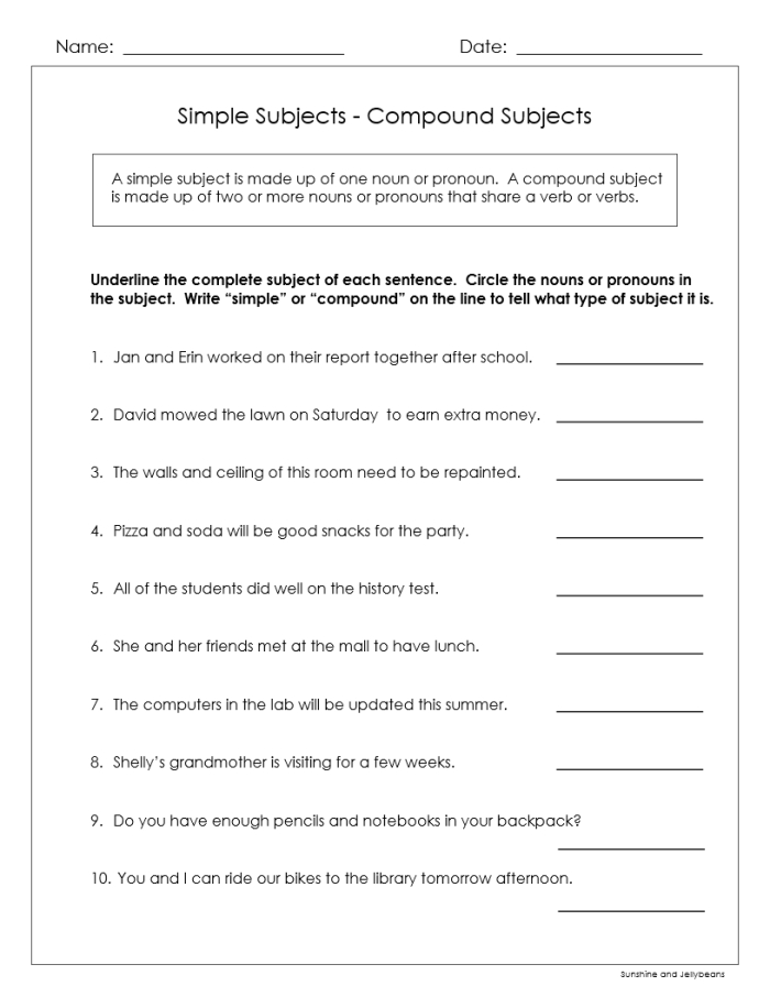 Pronouns in Compound Subjects and Objects: I vs. Me worksheet for Spanish learners Worksheet focusing on the correct use of I and me in compound subjects and objects for sixth graders