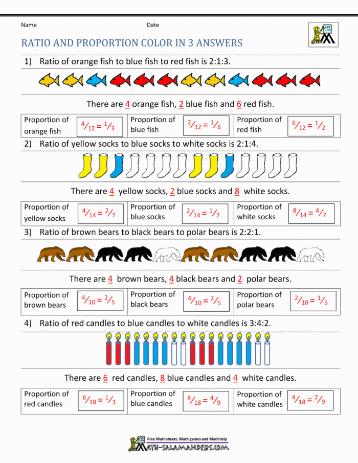 Sixth grade students solving proportion problems by comparing equivalent ratios on a practice worksheet