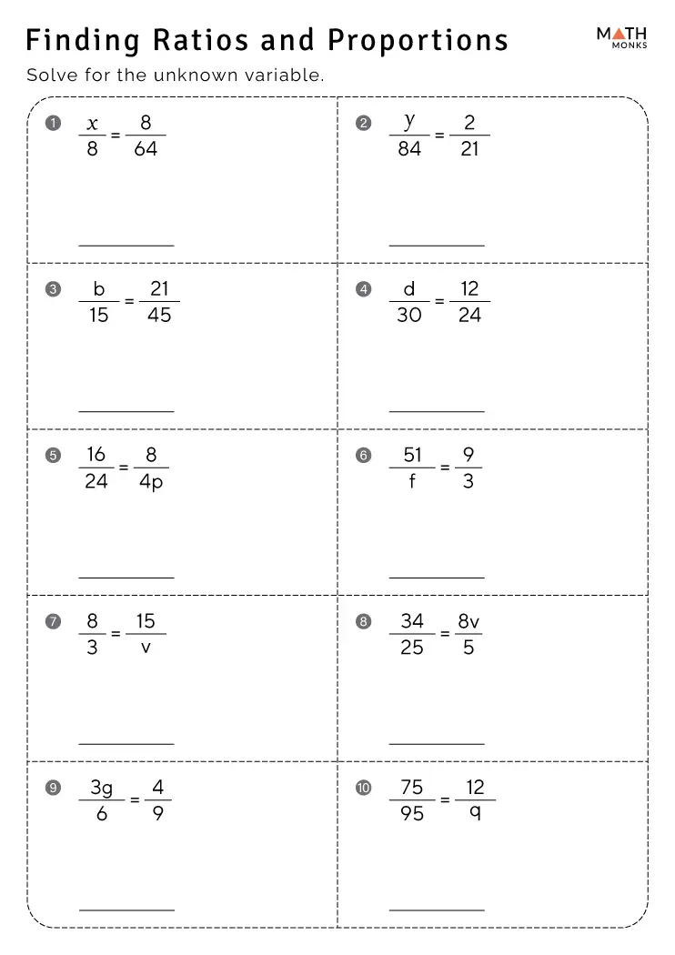 Sixth grade students solving proportion problems by comparing equivalent ratios on a math worksheet