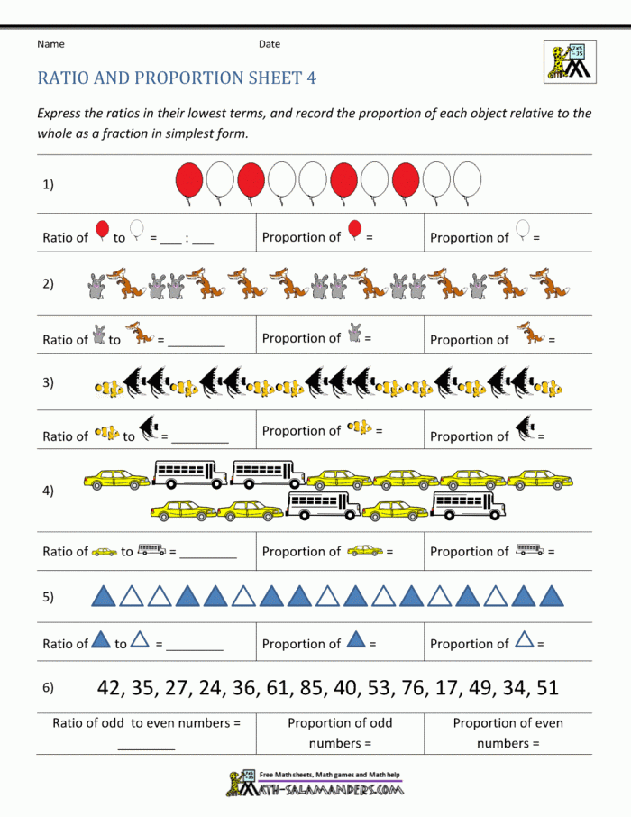 Sixth grade student working through ratio and proportion problems on a practice worksheet