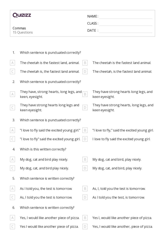 Subtraction worksheet for Sixth Grade Worksheet for identifying restrictive and nonrestrictive elements in grammar for sixth graders. Practice comprehension of punctuation in this engaging worksheet activity.